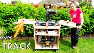 DIY Mitre Saw Stand /Folding Mobile Station with Wheels & Stop Block | The Carpenter's Daughter