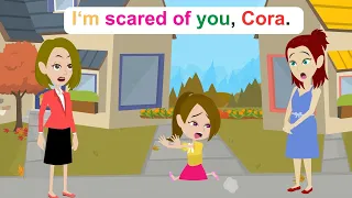 Ella is scared of Cora - Funny English Animated Story - Ella English