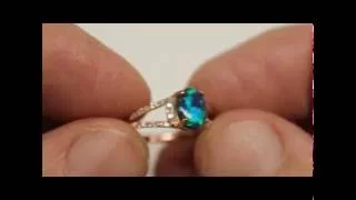 Lightning Ridge Gemstone Black Opal Ring  14K Rose Gold