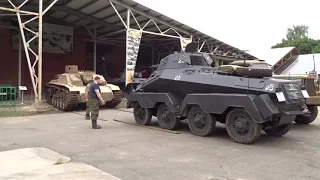 The village of Ivanovskoye. Festival "Motors of War". Sd.Kfz.231 tows StuG III Ausf.F. 08/08/2021