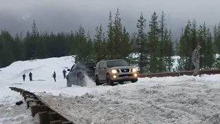 Nissan Pathfinder Pulls Dodge Up A Snowy Hill