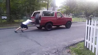 Pushing a Ford truck up a hill at 59 years old😱😱!!!