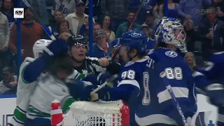 Mikhail Sergachev punches Conor Garland and there is no call!   Have Your Say!