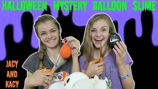 Halloween Mystery Balloon Slime Challenge ~ Jacy and Kacy