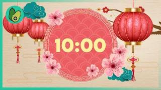 10 Minute Countdown Timer - Chinese New Year/Lunar New Year Edition 🧨️🏮 with Festive Music (4K UHD)