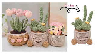 Crochet potted cactus