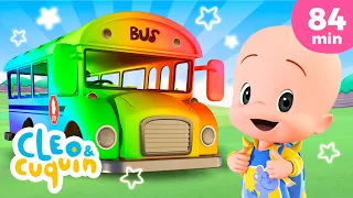 The Wheels on the Bus and more Nursery Rhymes by Cleo and Cuquin 🚍 Color Buses 🚍 Children Songs