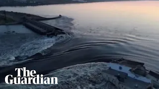 Footage shows dam near Ukraine city of Kherson breached
