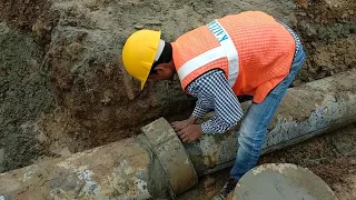 Complete Hume Pipe Practical Work| Drainage Hume pipe joining| Hume pipe collar fixing simple method