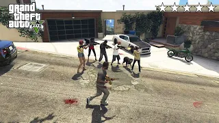 GTA 5 - Franklin’s Hood Friends Go To His New House - Five Star Cop Battle