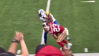 49ers Christian McCaffrey STIFF ARMS former Niner Ahkello Witherspoon & talks trash 🤣