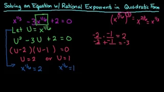 Solve a Rational Exponent Equation that is in Quadratic Form