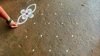 Chithirai madham flowers padi kolam|easy muggulu| 5*3 dots Begginers rangoli| easy Super rangoli