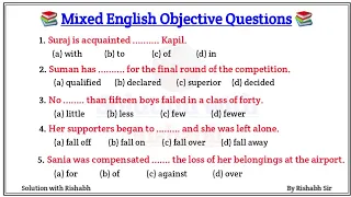 Mixed English objective questions| Fill in the blanks| English mixed questions practice set| Grammar