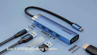 Vention USB-C to HDMI/USB 3.0 x 3/PD Docking Station 0.15M Blue Aluminum Alloy Type TGE