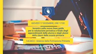 Incontro sulla valutazione periodica e finale degli apprendimenti scuola primaria - CFSUNIPI