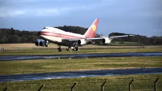 Boeing 747SP landing  at Glasgow Prestwick , VP-BAT