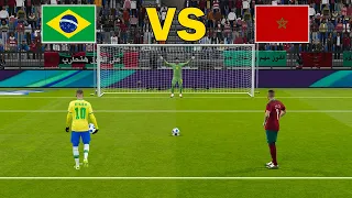 Brazil vs Morocco | Penalty Shootout | FIFA World Cup | Neymar vs Ziyech | eFootball PES Gameplay