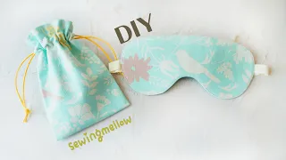 DIY Sleeping Mask, Drawstring Pouch/ Sew a easy sleep glasses/Free Pattern