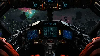 Asteroid Belt Recon Flight. Radio Chatter & Spaceship Cockpit Ambiance for Sleep Study Relaxing