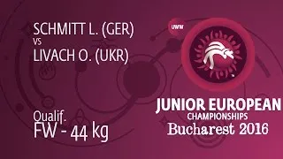 Qual. FW - 44 kg: O. LIVACH (UKR) df. L. SCHMITT (GER) by TF, 12-1