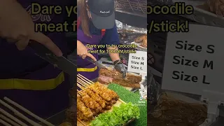 Try crocodile meat in Bangkok!  If you dare… #bangkok #bangkokstreetfood #budgettravel #budgetfood