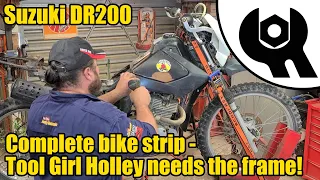 Tool Girl Holley's Suzuki DR200 - stripping the donor bike #1866