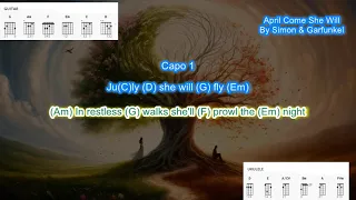 April Come She Will (capo 1) by Simon & Garfunkel SIMPLIFIED play along with Chords and lyrics