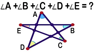 Find the vertex angle sum of the five star of the pentagram. Math Olympiad Geometry problem.