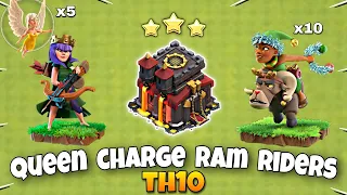 Th10 Queen Charge Ram Rider Attack Strategy | Ram Rider Attack Strategy | Th10 War  - Clash Of Clans