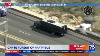 Pursuit of party bus stolen out of San Diego ends in Antelope Valley