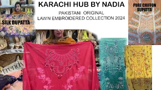 Original Pakistani Lawn Embroidered Collection | 2024 | Karachi Hub by Nadia