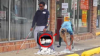 Blindman Drops $100,000 In The HOOD!!!👨🏾‍🦯💰 (Social Experiment)