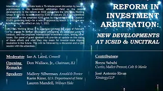 Reform in Investment Arbitration: New Developments at ICSID & UNCITRAL