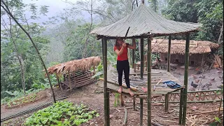 How to build bamboo hut - Wilderness Alone, Living Off Grid building Farm in the forest ep2