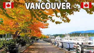 🇨🇦 【4K】🍁 🍁 🍁☀️  Downtown Vancouver BC, Canada.  Relaxing Walk.  Amazing Sunny Day. September 2023.