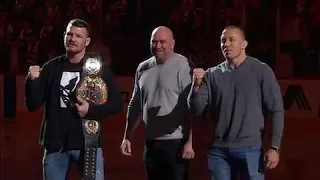 Dana White, GSP & Bisping drop puck at Bell Centre