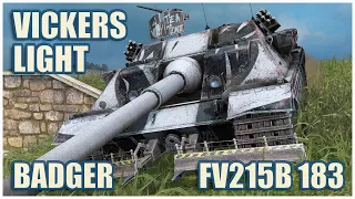 Vickers Light, FV217 Badger & FV215b 183 • WoT Blitz Gameplay
