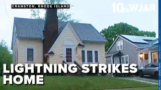 Cranston couple narrowly escapes injury as lightning strikes home during storm