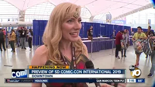 A look inside the exhibition hall at Comic-Con during preview night