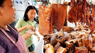 Super Yummy Meat! Crispy Pork Belly, Braised Pork & Roasted Ducks - Cambodian Street Food