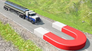 Cars vs Giant Magnet – BeamNG.Drive