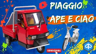 Modello realistico PIAGGIO Ape cross + Ciao 1:18 Diecast Model