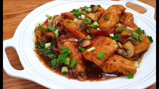 Chinese Fish & Mushrooms Recipe | Fried Fish | How to Make Chinese Fried Fish Oyster Sauce