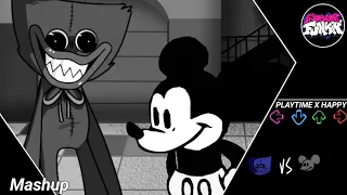 Huggy Wuggy vs Suicide Mouse (Mickey) [Playtime + Happy] FnF Mashup