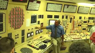 Nuclear power plant control room during simulated emergency shutdown