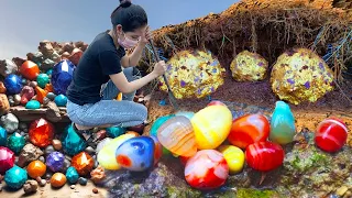 Finding Natural Amethyst Gemstone In River Near The Mountain