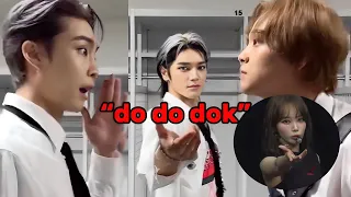 NCT Taeyong doing Chaewon viral mistake dododok remix with Haechan and Johnny