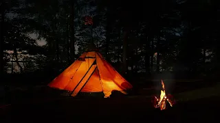 Göl kenarında kamp ateşi - Rahatlamak ve uyumak için gece sesleri