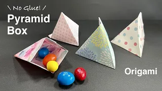 Origami Pyramid Gift Box | How to fold an origami pyramid self-locking gift box | DIY paper craft